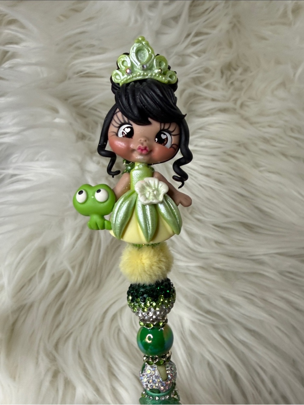 Tiana Green Princess Frog Doll Bead Pen